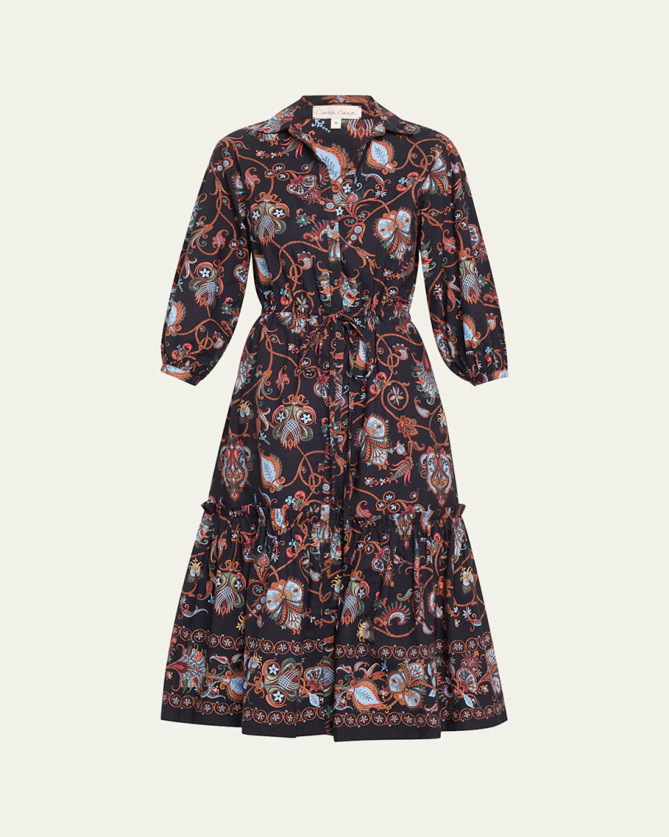 Hutton Puff-Sleeve Midi Shirtdress